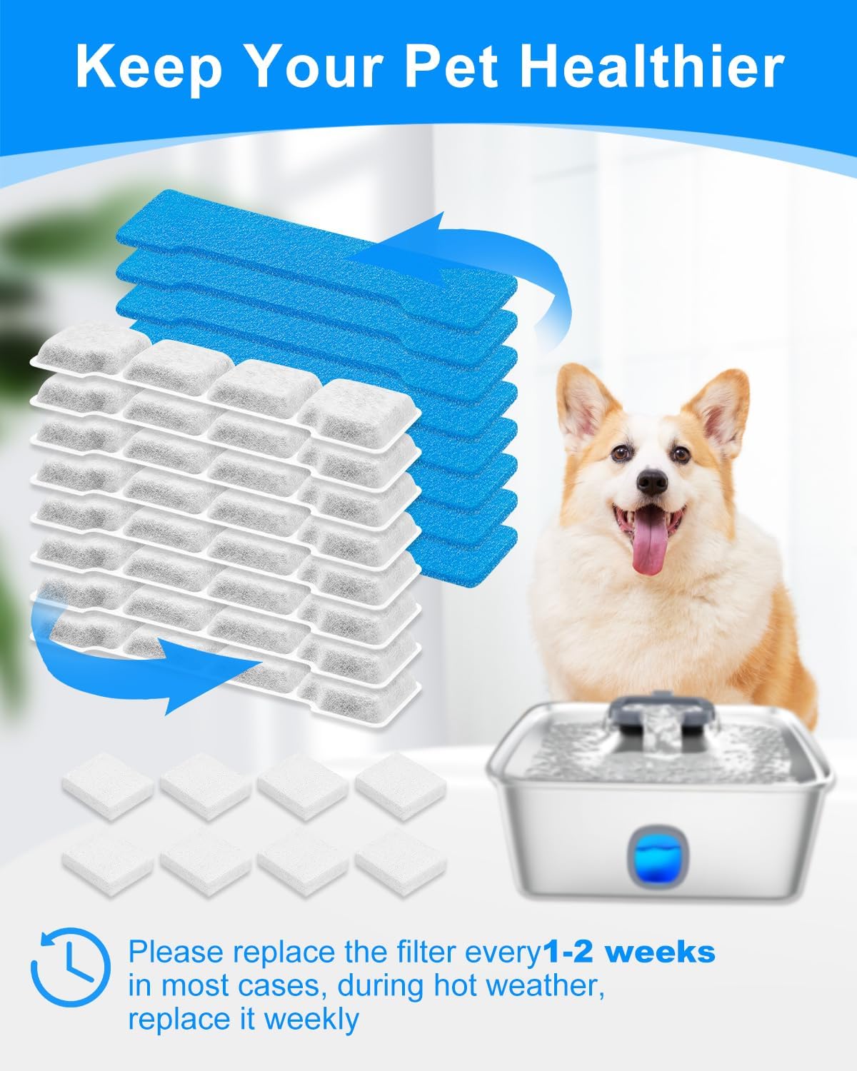 Dog water fountain filter maintenance kit packaging