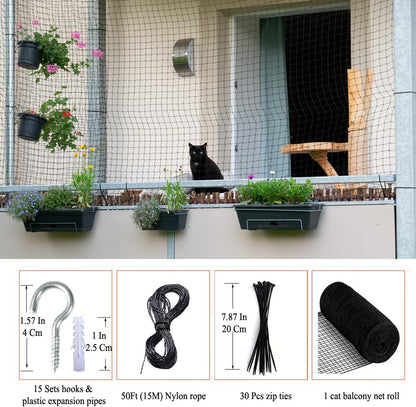 Cat netting installed on apartment balcony railing