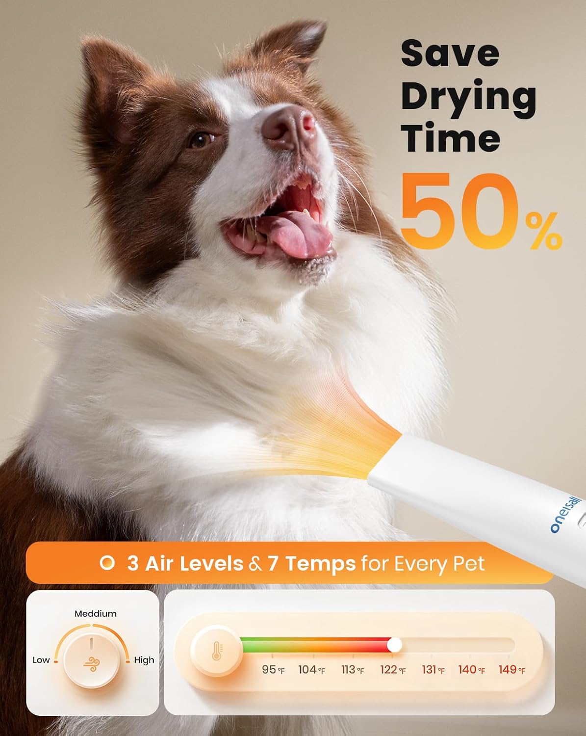 Oneisall cordless pet clippers with stainless steel metal blades and interchangeable guard combs