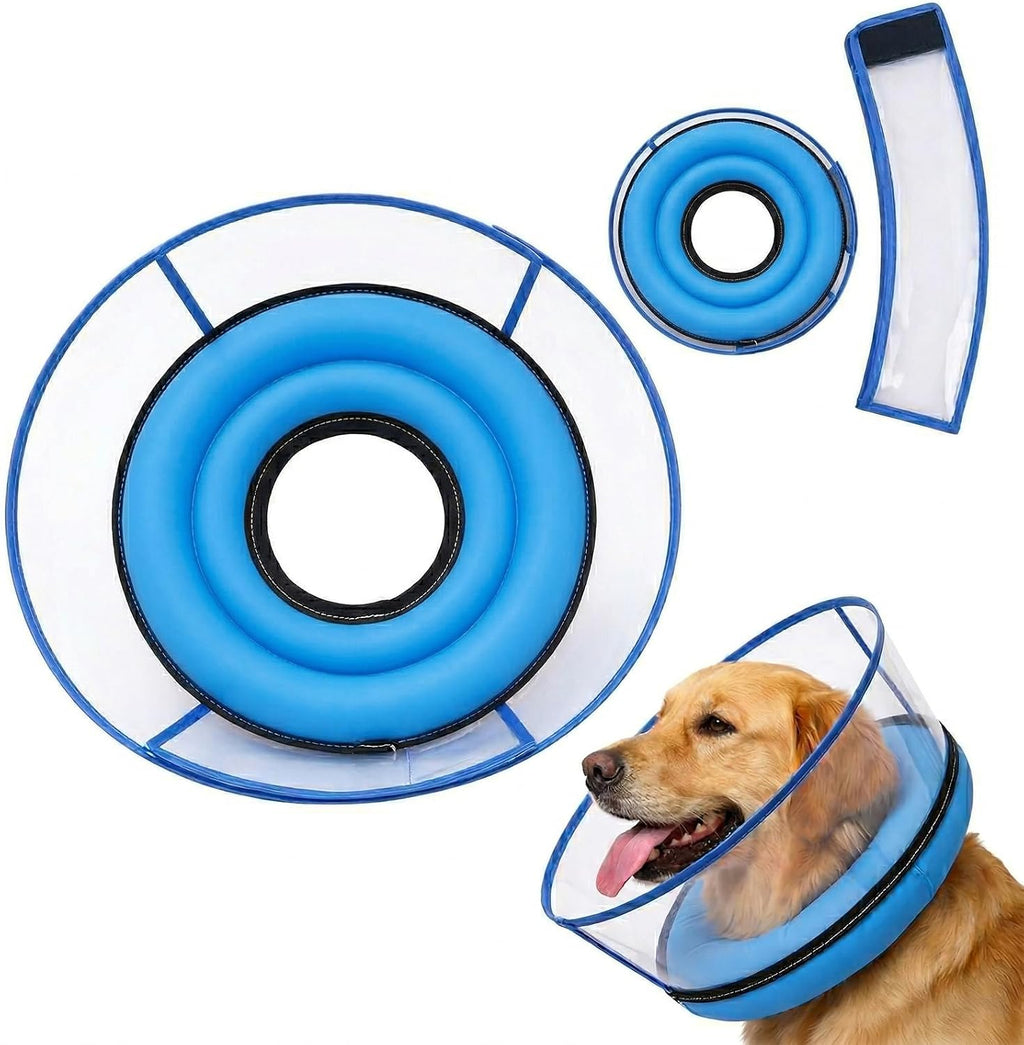 2-in-1 Soft Inflatable Dog Cone Collar Alternative with Enhanced Anti-Licking Guard Shield, Dog Collar After Surgery, Adjustable Recovery Cones for Large Medium Small Dogs and Cats(Blue, M+) - Image 11