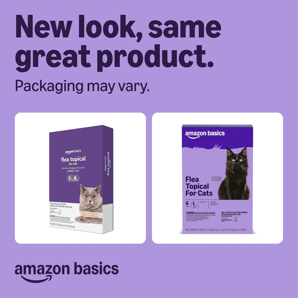 Amazon Basics flea treatment six count pack for cats over nine pounds