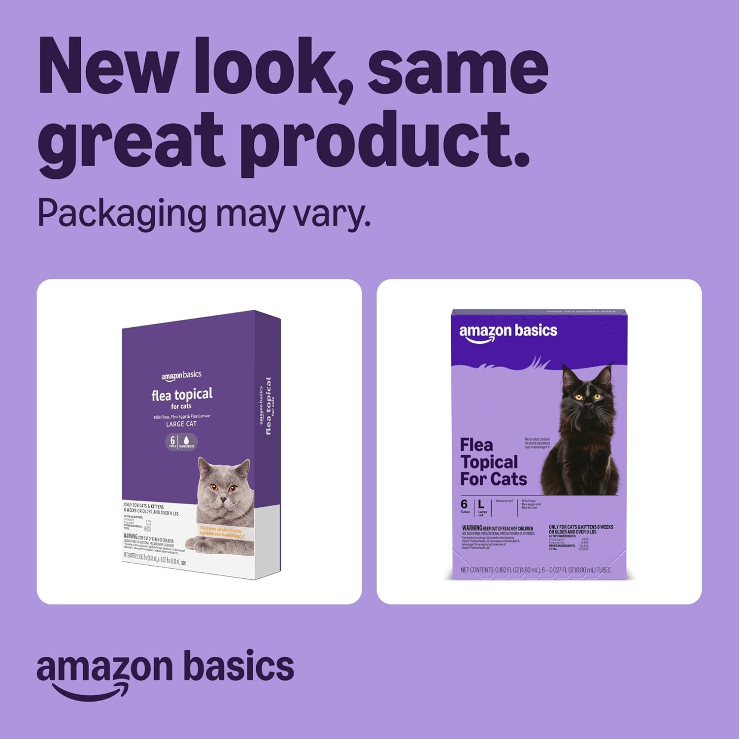 Amazon Basics flea treatment six count pack for cats over nine pounds