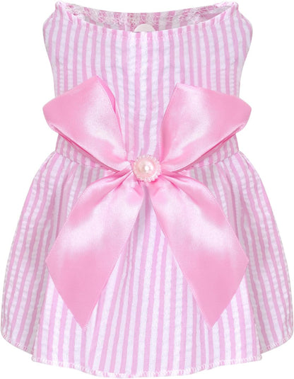 Choyaxo dog bowknot princess dress front view elegant pet apparel.