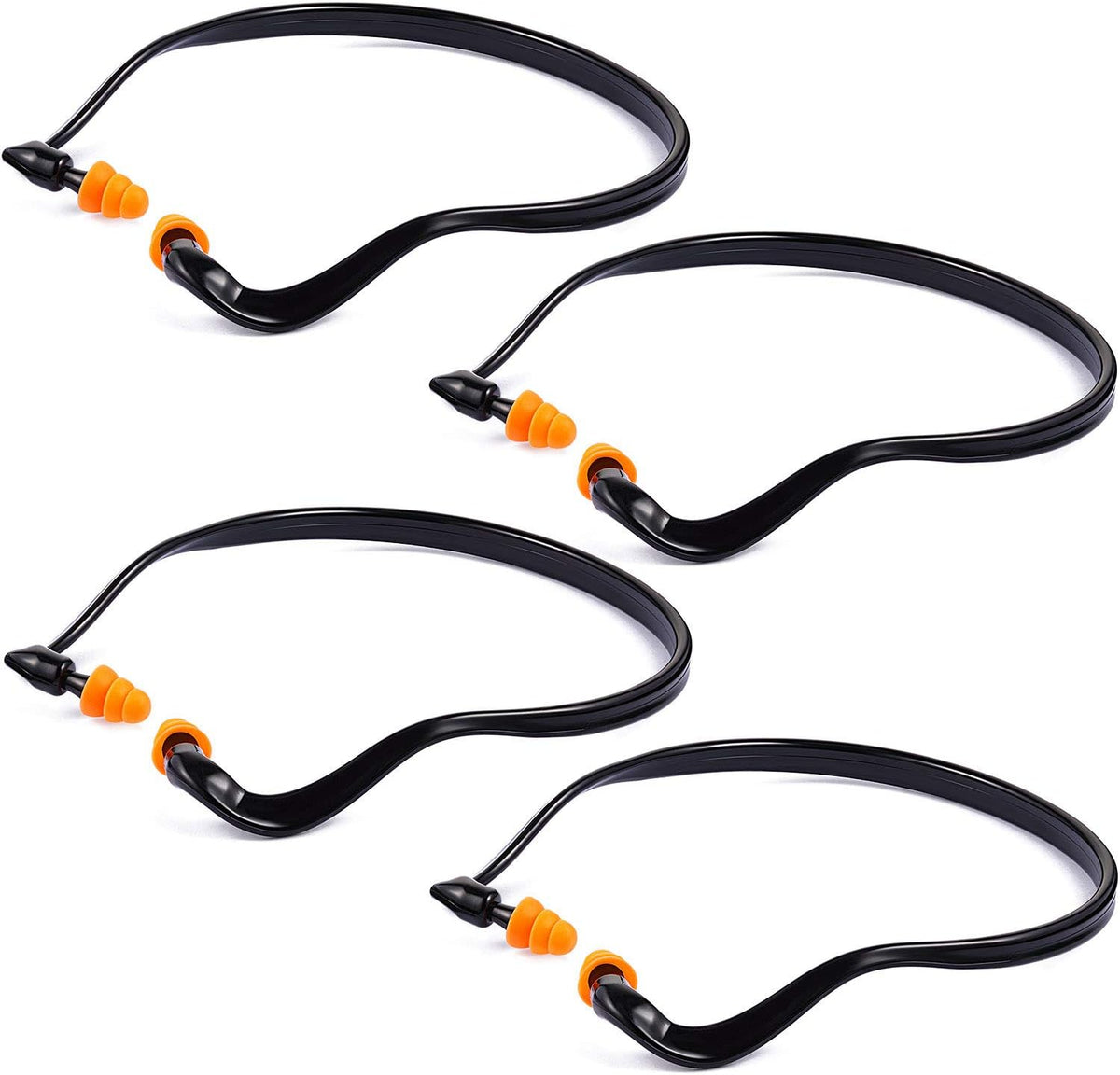 BBTO banded earplugs front view showing orange silicone pods