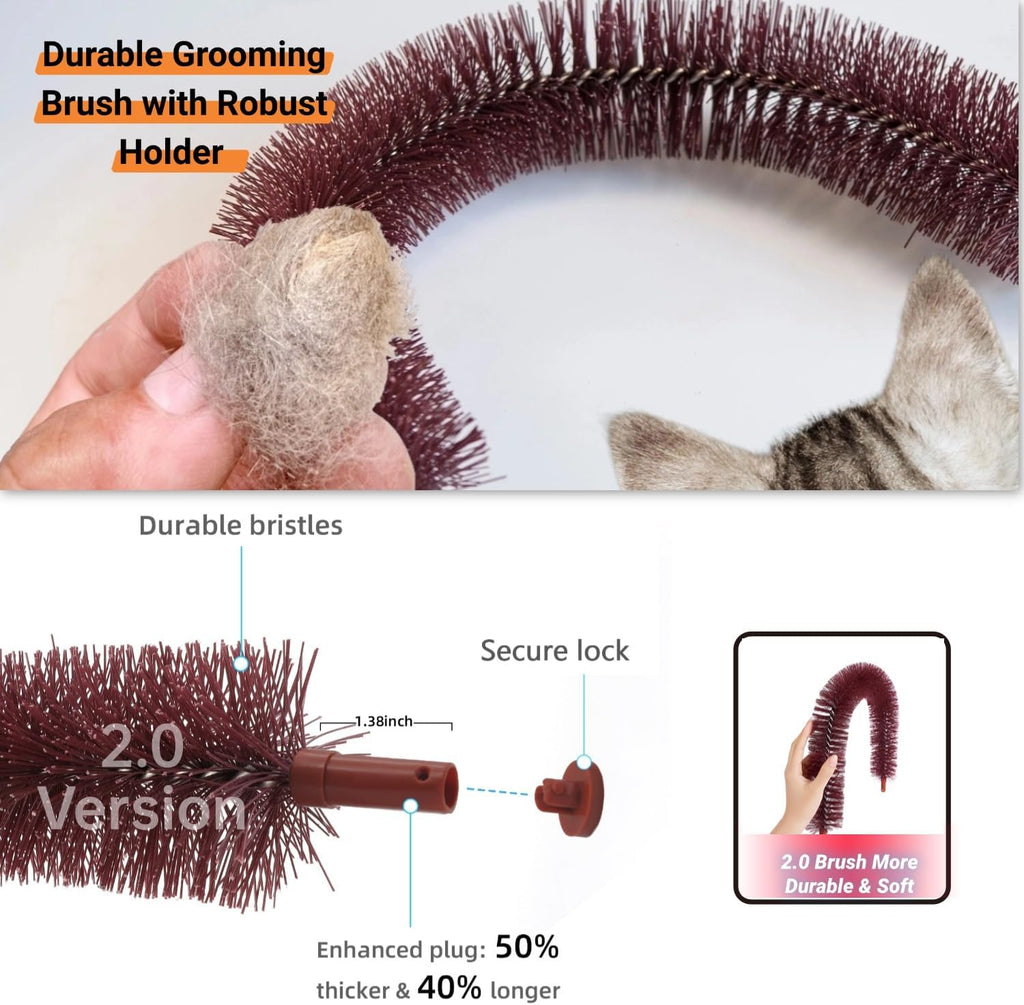 Happi N Pets cat face scratchers rubbing post with the interactive spring mouse toy detached
