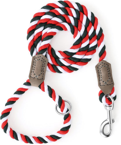 Mile High Life Dog Leash, Braided Cotton Rope Leashes with Leather Tailor Tip with Leather Tip - Heavy Duty Metal Clasp, 4FT, 1/2" Thick - Wedding, Walking Leash for Medium Large Dogs(Cream White) - Image 9