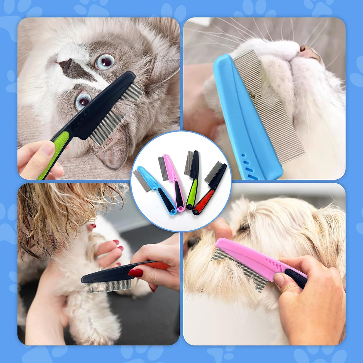 Rowpoz cat flea comb removing debris from fur
