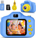 Desuccus Kids HD Digital Video Camera front view in vibrant blue with easy-to-press buttons.