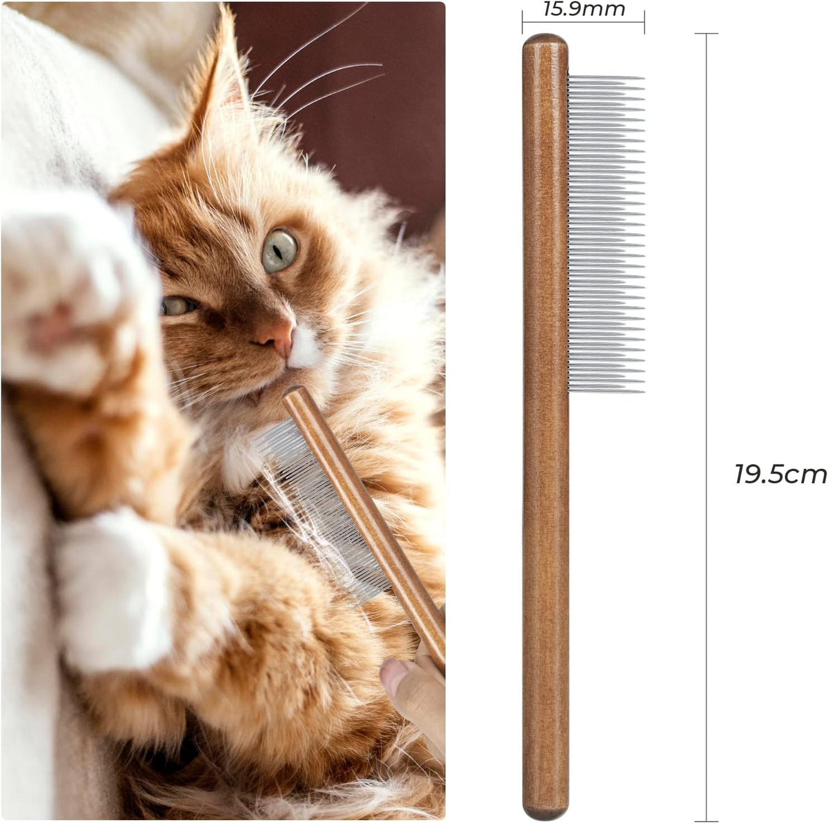 MAEXUS 2-piece cat hair remover and grooming set package showing the ergonomic eco-friendly design.