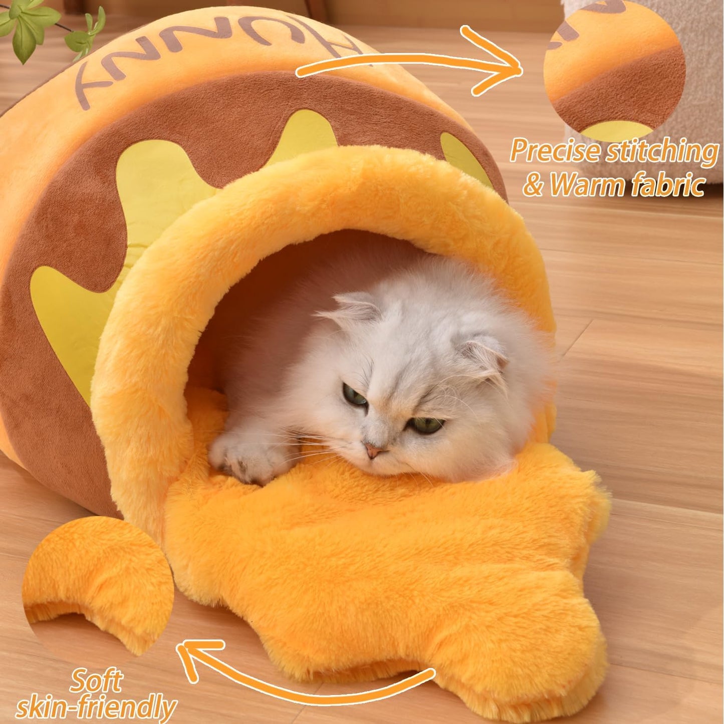 Side view of Romaneco honey jar cat nest showing cave entrance