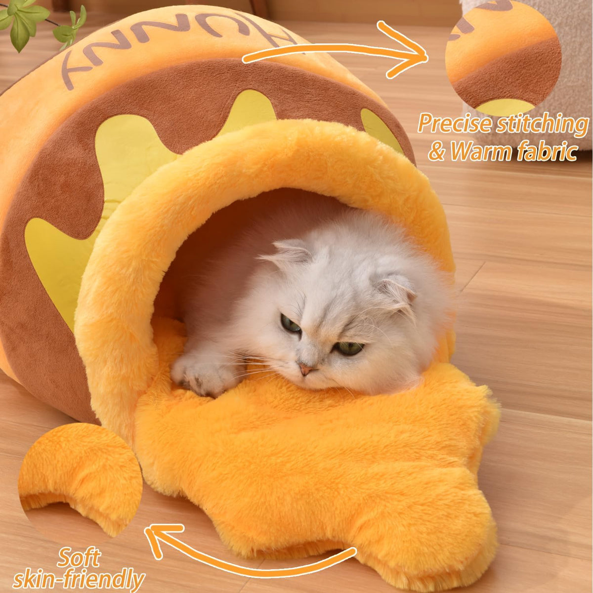 Side view of Romaneco honey jar cat nest showing cave entrance