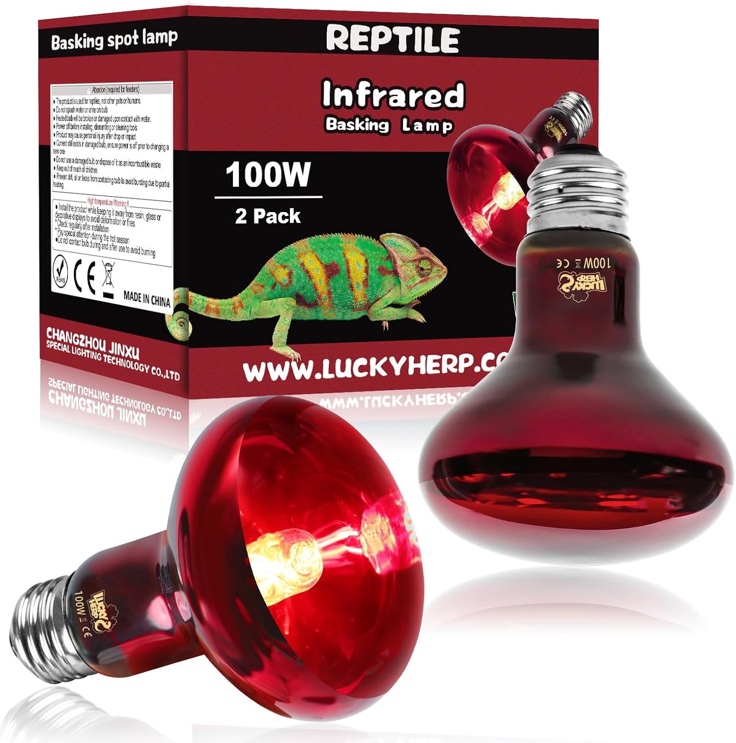 REPTI HOME LUCKY HERP infrared heat lamp 100 Watt front view for reptile terrariums