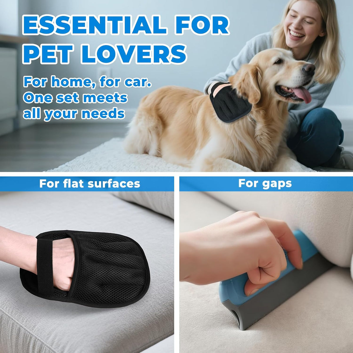 Breathable mesh back design of GRENTY pet grooming glove set