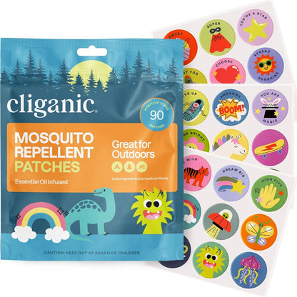 Cliganic Mosquito Repellent Stickers 90 pack resealable bag for natural insect protection