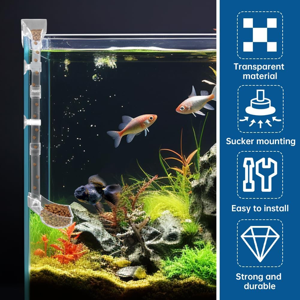 Floating fish feeding ring and clear suction cups included in the aquarium supply set.