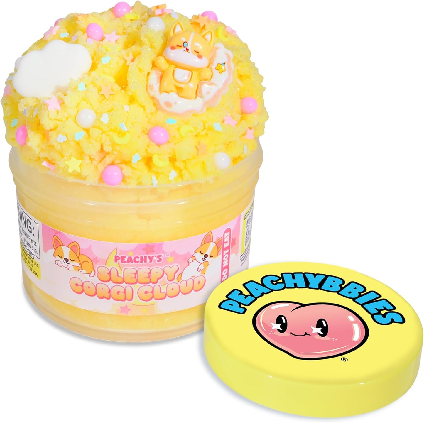 Peachybbies Sleepy Corgi Cloud Slime front view of packaging