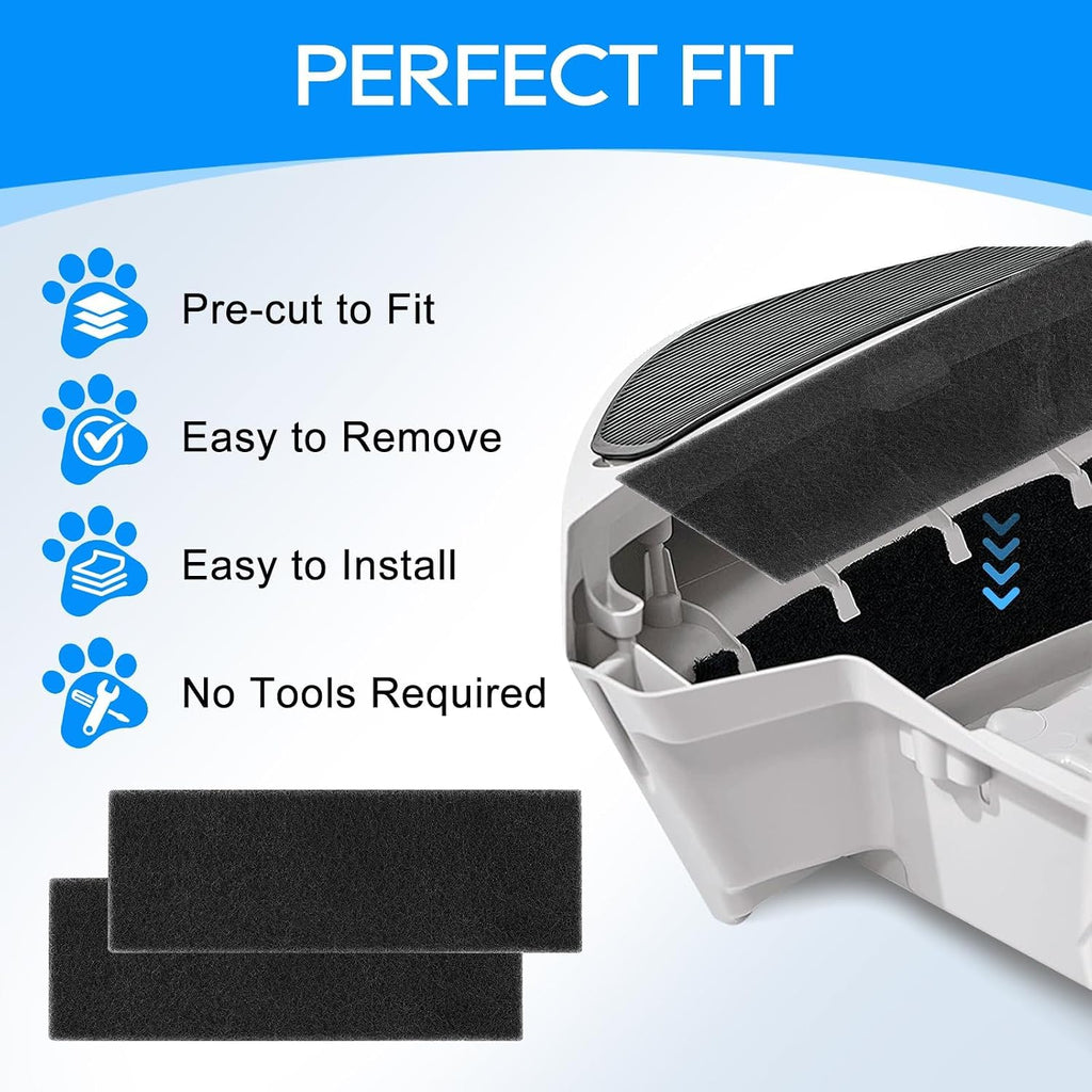 Pre cut generic carbon filters for self cleaning litter box set