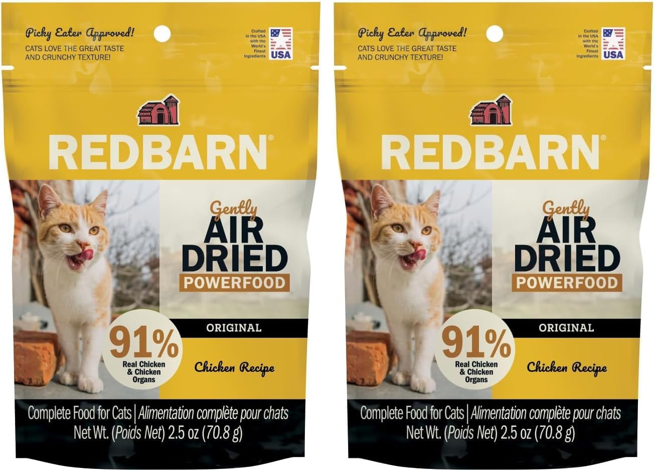 USA imported Redbarn cat food branding and logo