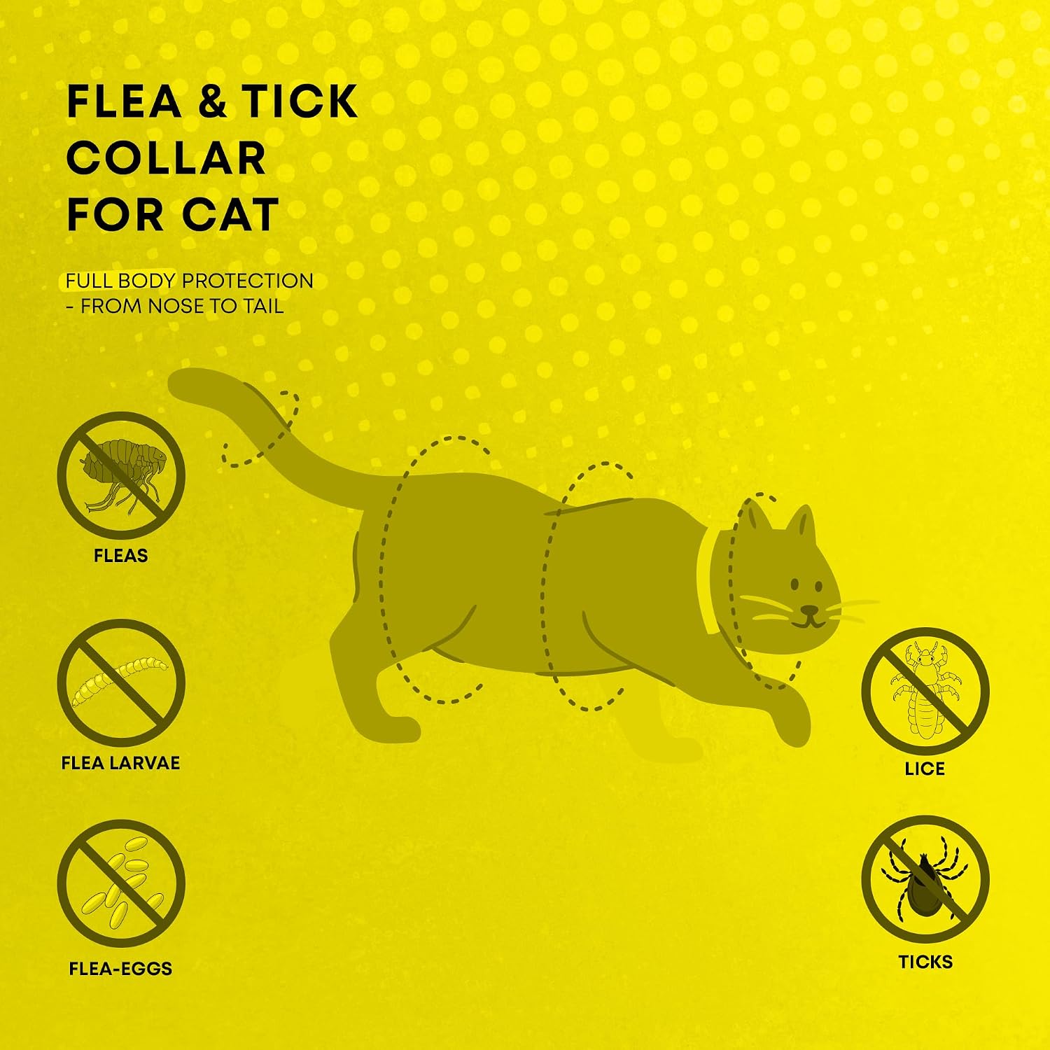 Yellow cat flea collar showing adjustable clasp