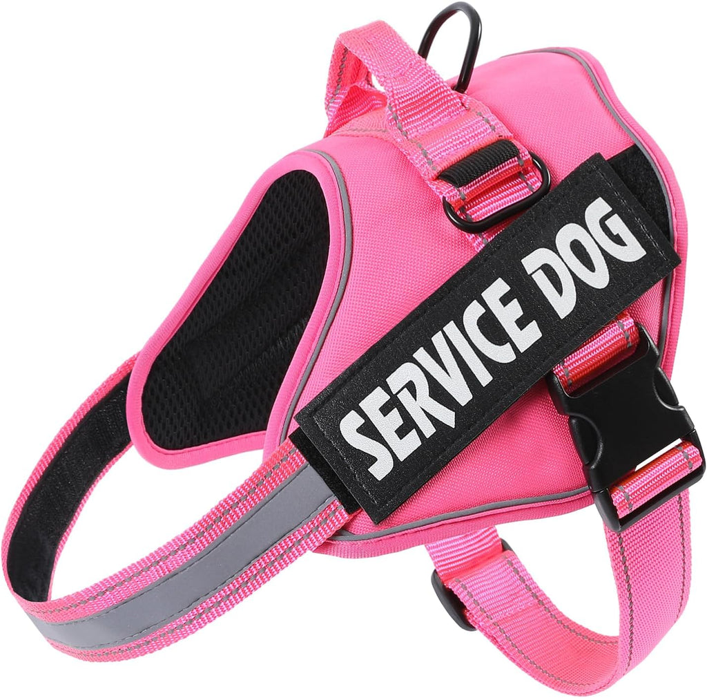 MUMUPET Service Dog Harness, No Pull Reflective Adjustable Vest with Handle, Soft Breathable Padding for Small Dogs, 2 Removable Velcro Patches (Red, S) - Image 10