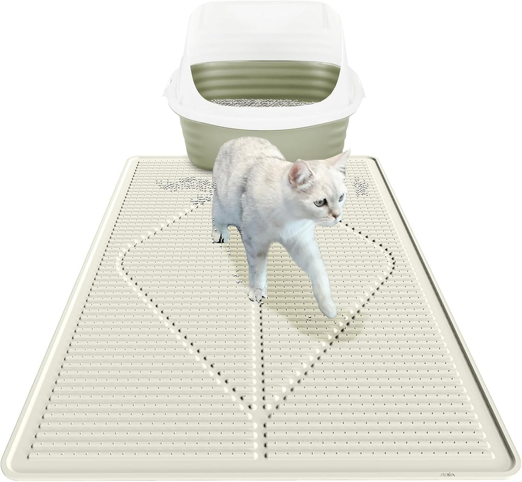 Mofason Cat Litter Mat XXL - Waterproof Kitty Litter Box mat for Floor - Extra Large Pet Trapping Litter Rug Pad - Silicone Cat Supplies & Accessories for Indoor Cats (38" x 25") -Grey - Image 9