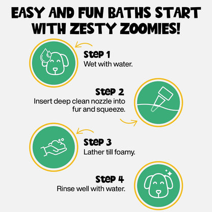 Probiotic 3-in-1 dog shampoo and conditioner bottle back label instructions