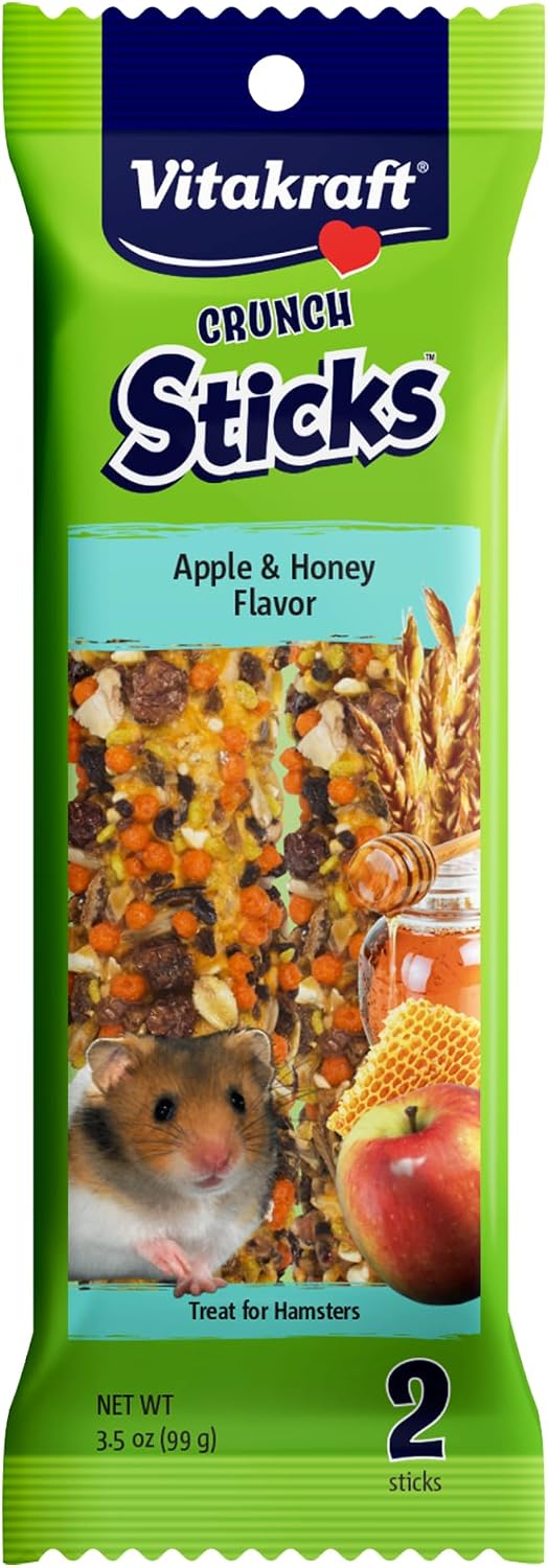 Vitakraft Crunch Sticks Hamster Treats Apple and Honey Flavor 2 pack front view showing packaging