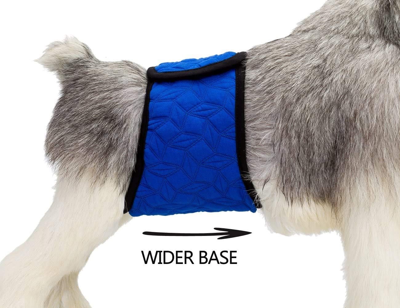 Three pack dog belly bands stacked vertically demonstrating fabric quality