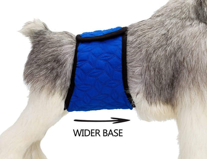 Three pack dog belly bands stacked vertically demonstrating fabric quality