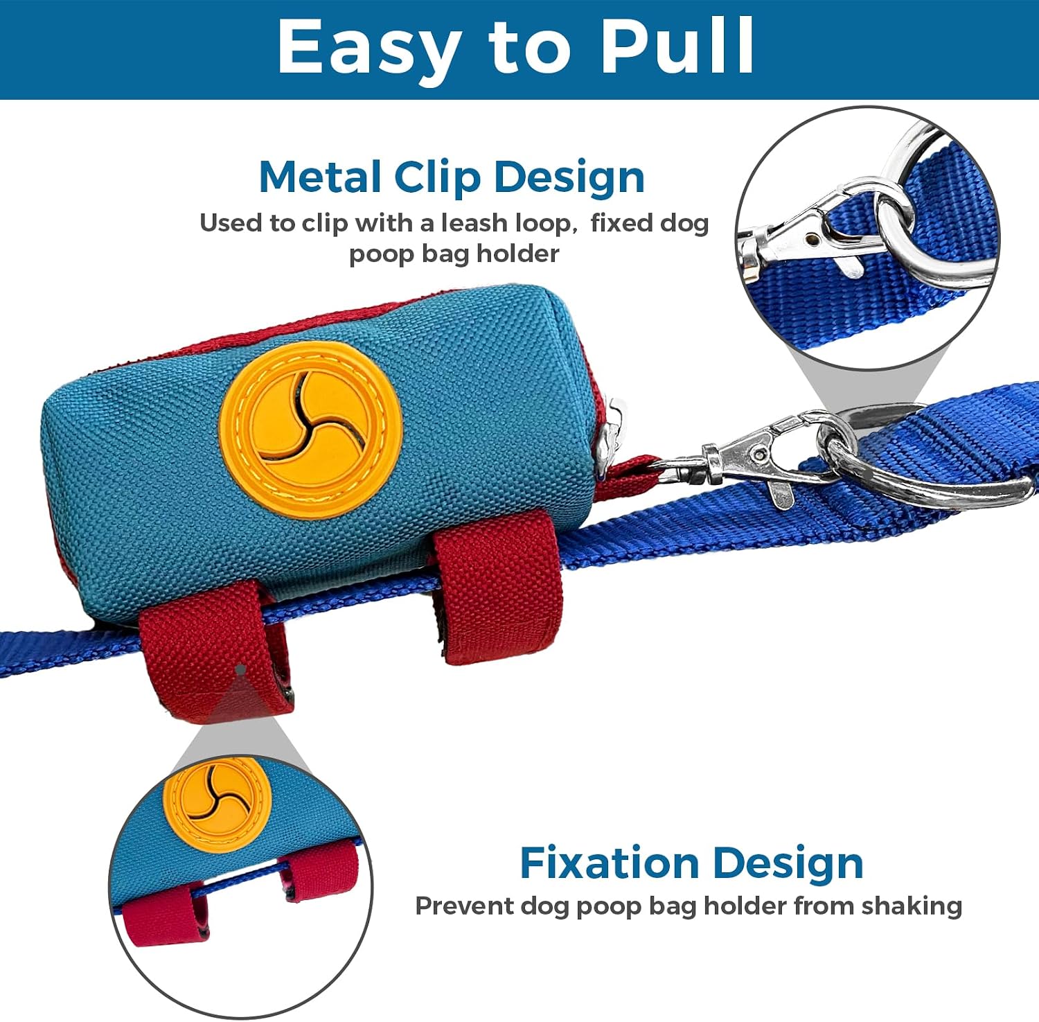 Dog Poop Bag Holder for Leash, Zippered Canvas Poop Bag Dispenser Pouch with Velcro Straps & Metal Carabiner Clip, Holds Keys & Treats for Daily Dog Walking - Image 9
