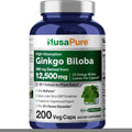 NusaPure Ginkgo Biloba 250 mg 200 vegetarian capsules front view bottle for memory support