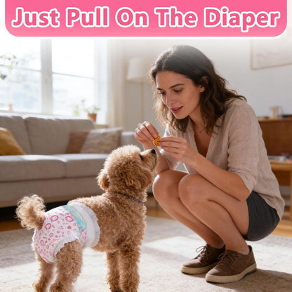 Pack of 100 disposable female dog diapers stack view for storage
