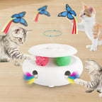 INKZOO 3-in-1 interactive cat toy front view showcasing the white circular base and dual-tier track balls.