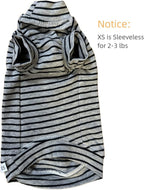 Sphynx cat wearing comfortable striped cotton turtleneck shirt