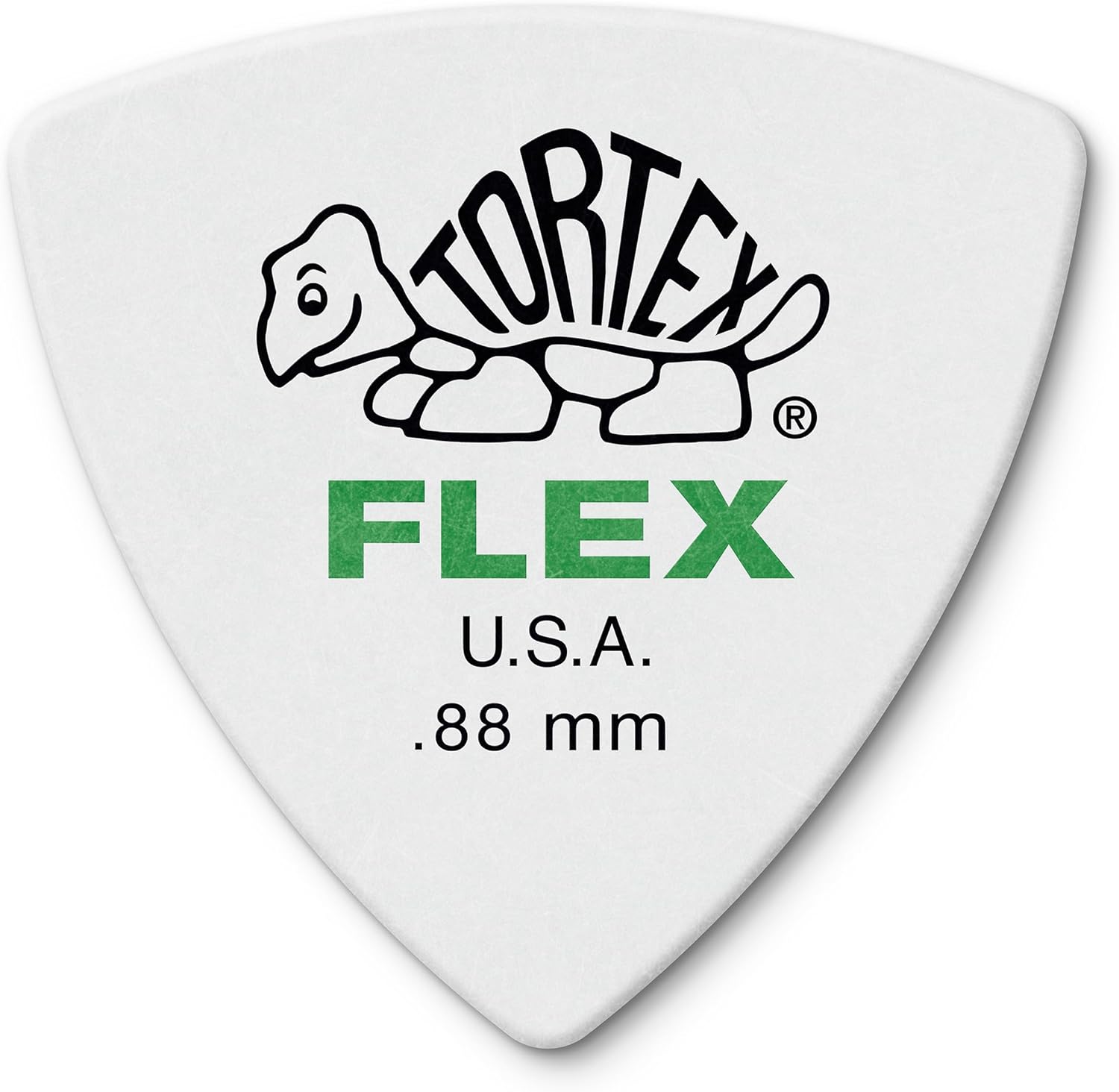Jim Dunlop Tortex Flex Triangle green guitar picks pack of six front view showcase.