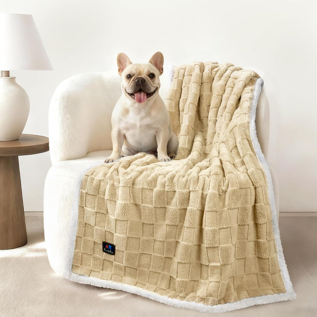 Luciphia Waterproof Dog Blanket, Leakproof Large Pet Blanket for Couch Sofa Bed Furniture Cover Protector, Washable Soft Sherpa Fleece with 3D Jacquard, Cozy Calming Reversible,Sage Green, 85"x57" - Image 10
