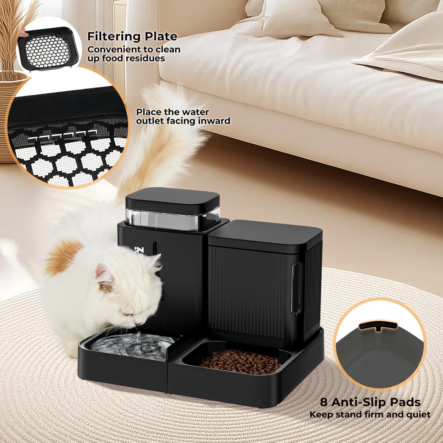 ZOMISIA 1.6 gallon large capacity self feeding pet station
