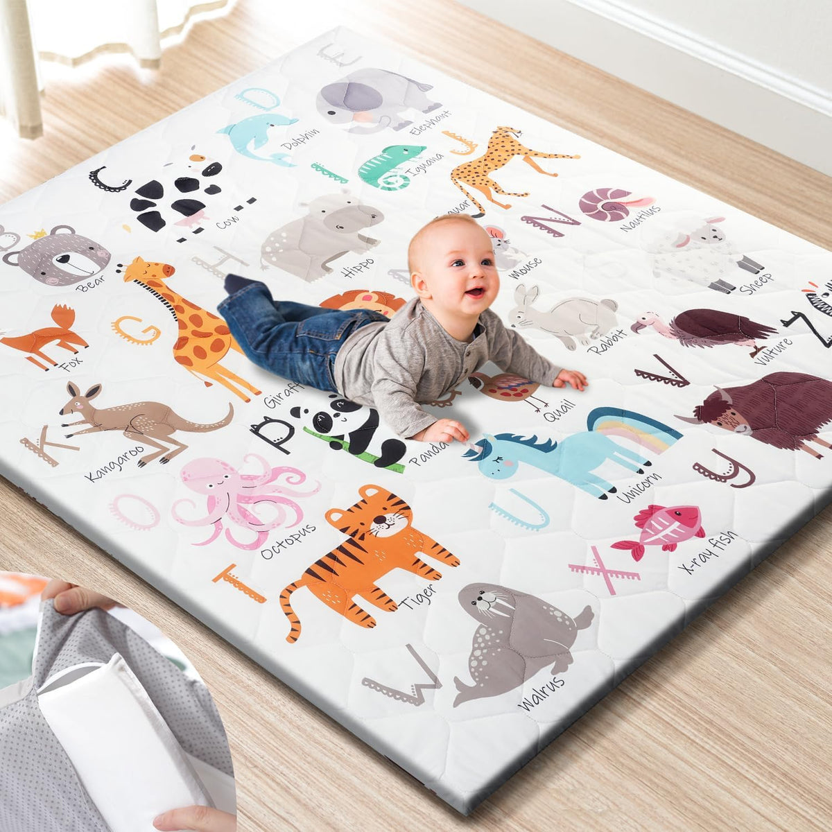 Tinyharbo premium foam baby play mat front view and overall design