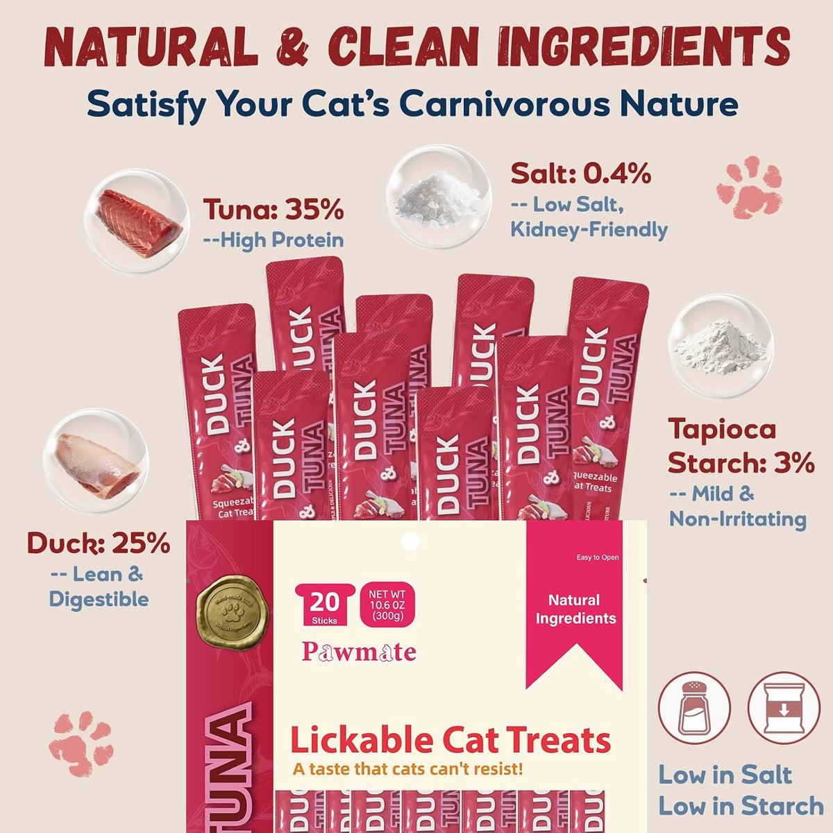 Pawmate creamy cat puree squeeze tubes showing ingredient quality