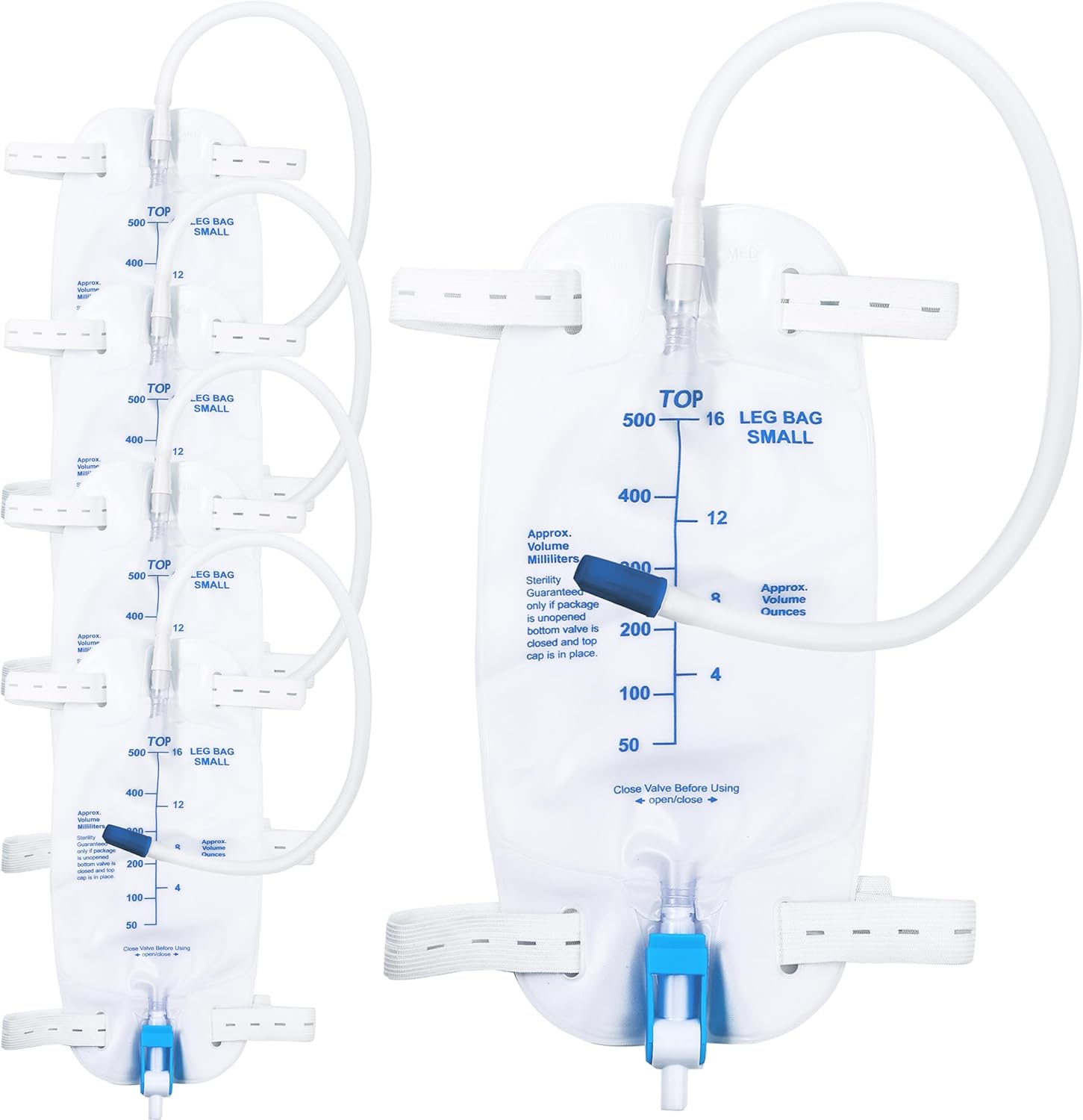 Opstra Yee 500 milliliter urinary leg bag front view