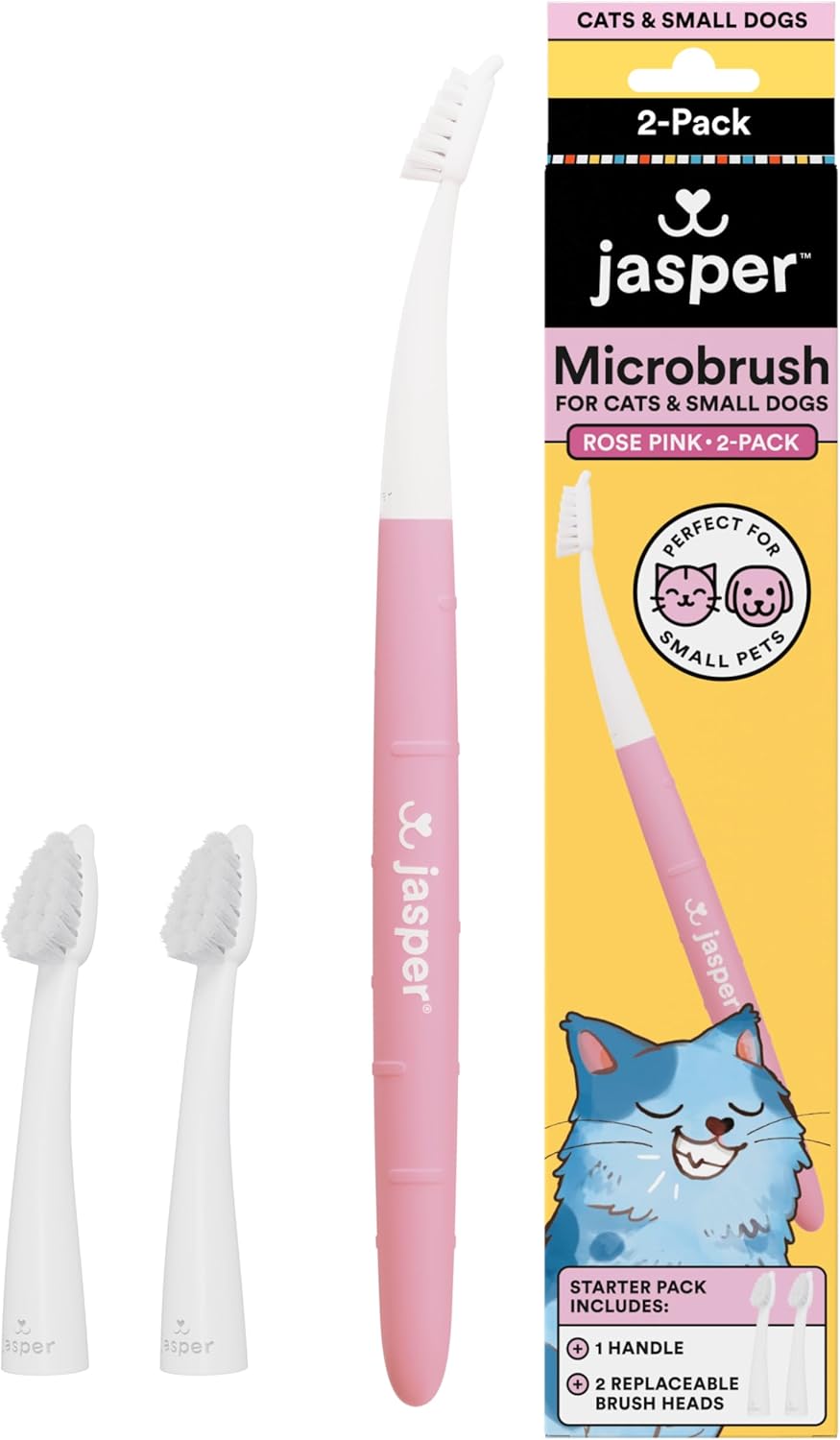 Jasper Microbrush Vet Approved Cat Toothbrush, Soft-Bristled Toothbrush Kit for Felines & Small Dogs, Non-Slip Handle, Tooth Brush Heads, Use with Cat Toothpaste, 4-Pack Blue - Image 10