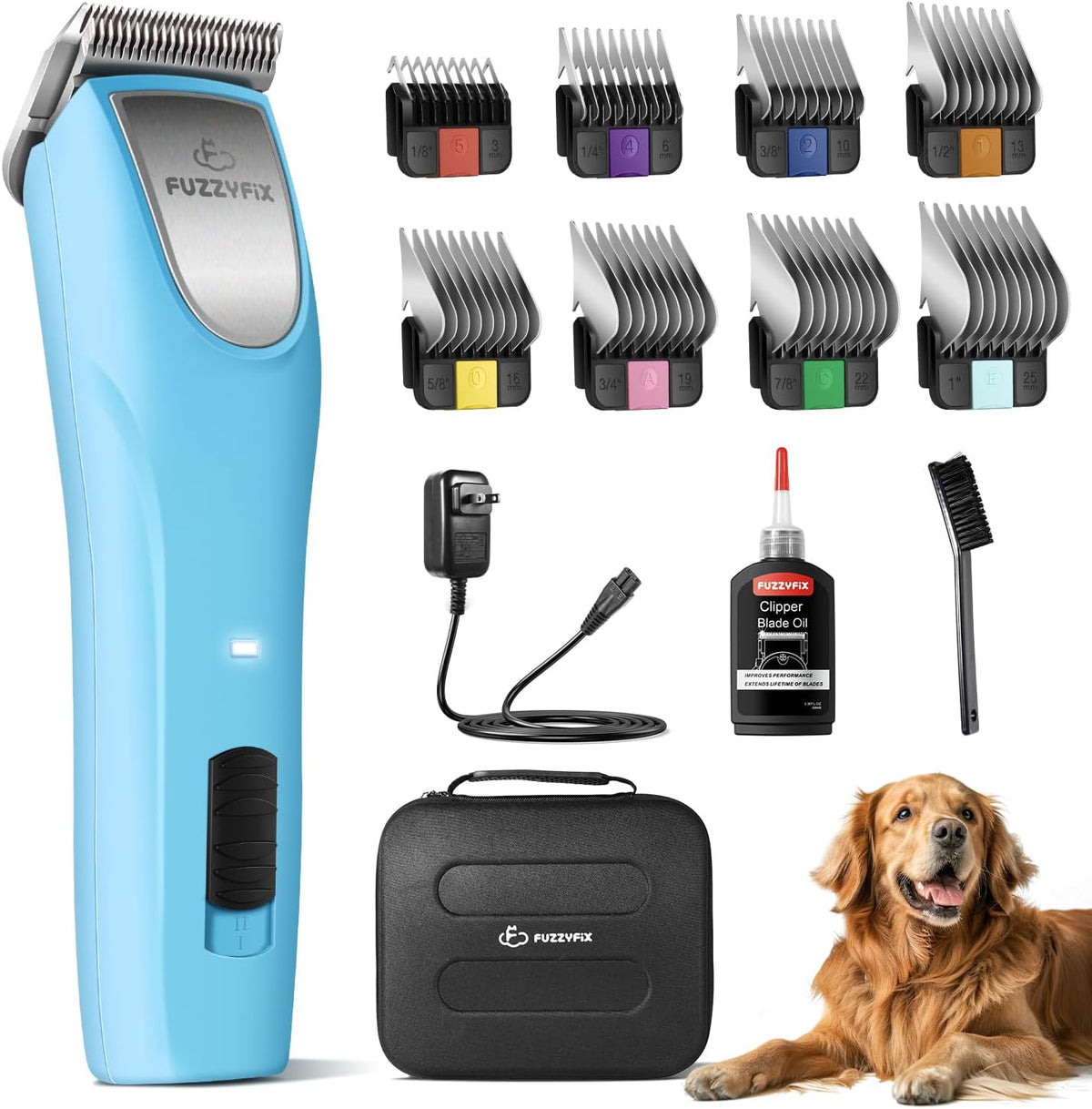 Professional Dog Clippers for Grooming, 2 Speed Pet Grooming Kit with Detachable Metal Blade for Thick Curly Matted Coats Low Noise Heavy Duty Cordless Hair Trimmer - Image 10