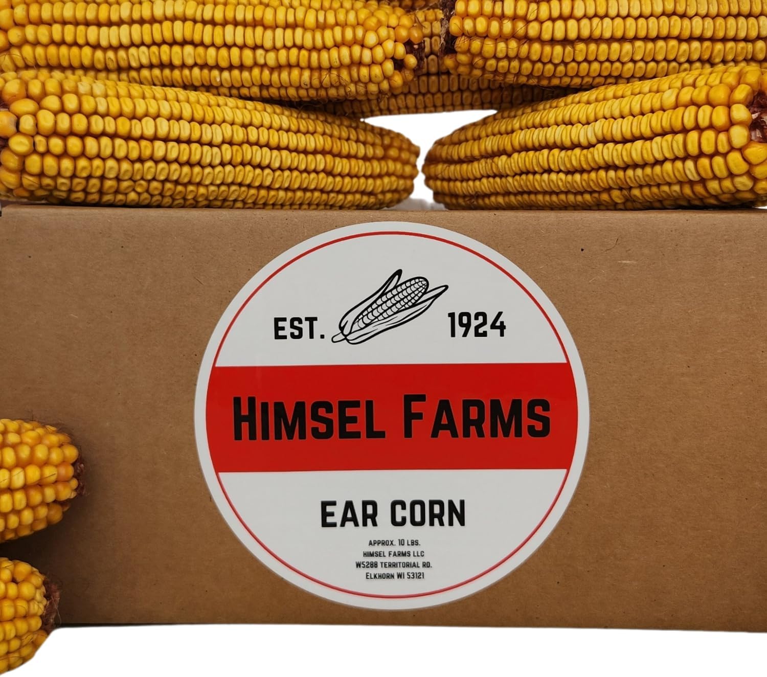 Himsel Farms yellow ear corn kernels front view box of premium squirrel food