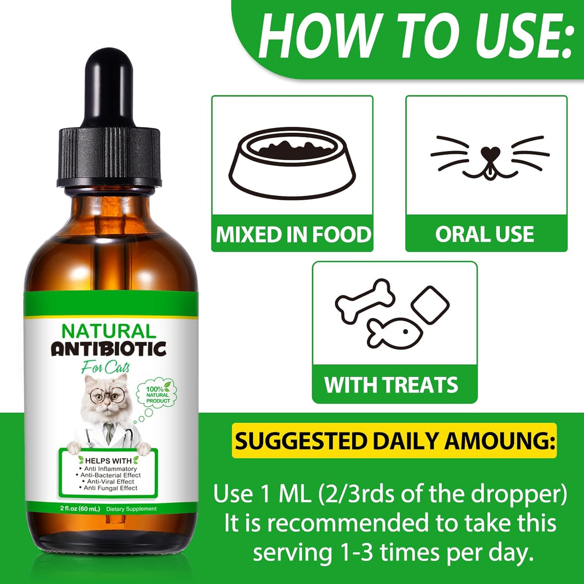 Natural antibiotic liquid for cat allergy itch relief back label instructions