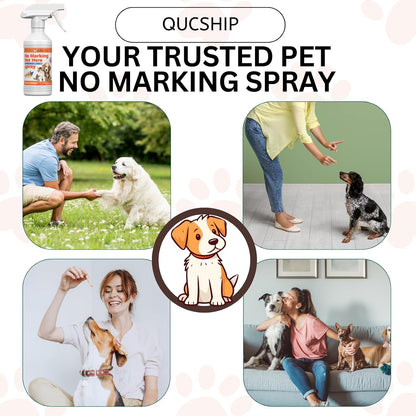 Close up of Qucship dog behavior correction spray label