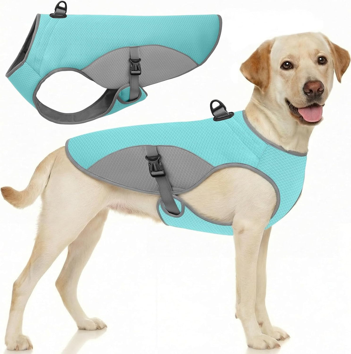 Dog Cooling Jacket for Large Dogs, Pet Cooling Vest with Mesh and D Ring, Dog Reflective Stripe Cooler Jacket for Beach, Hiking, Walking, Blue-L - Image 11