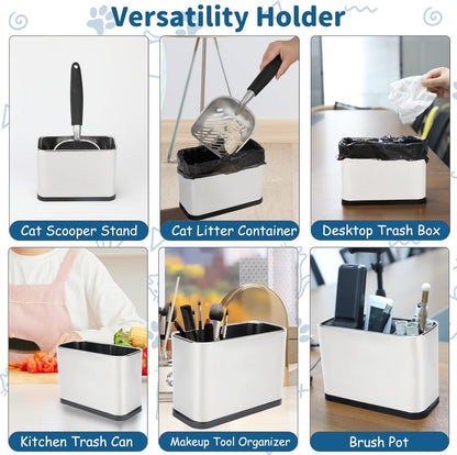Stainless steel waste scoop storage box in modern interior
