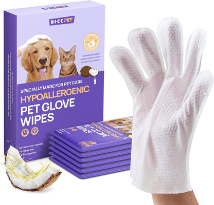HICC PET Dog Wipes Cleaning Deodorizing Glove Wipes for Dogs, Cats & Horses, Vet Recommended Hypoallergenic Hydrating & Nourishing Pet Wipes for Eyes, Ears, Butt & Paws, No-Rinse, 20pcs Coconut Scent - Image 10