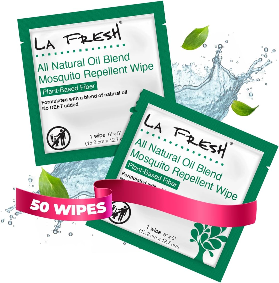 La Fresh Natural Mosquito Repellent Wipes front view showing the 50 pack packaging
