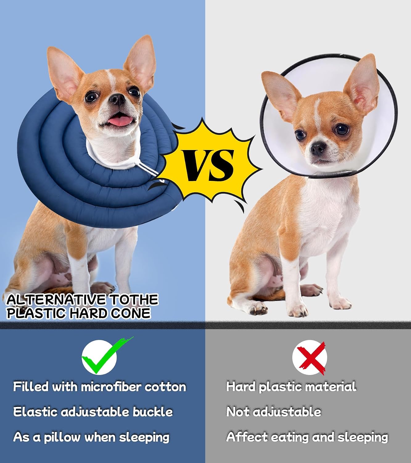 Side view of BARDIMIES soft dog cone highlighting the anti-licking wound protection